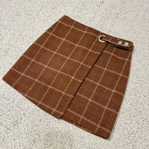 Brown Plaid Mini Skirt Size S